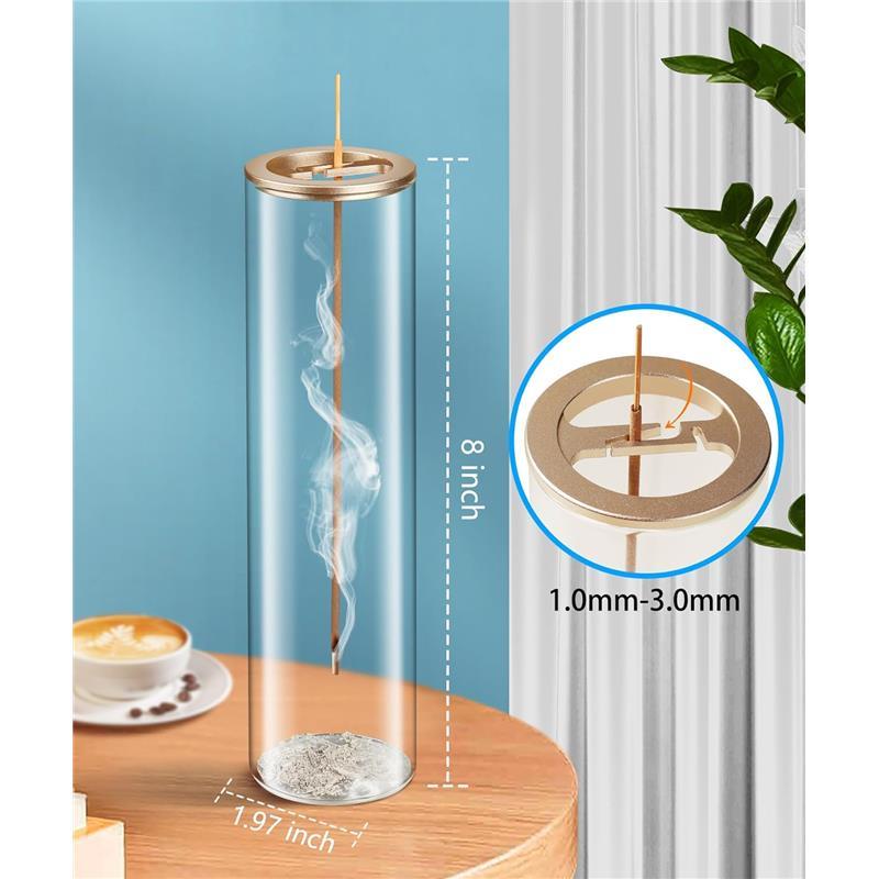 Incense Holder for Sticks [Anti-Ash Flying], Modern Insence-Stick Burner Holder with Removable Glass Ash Catcher, for Home Decor Yoga Meditation Scented Fragrance Aroma Perfume