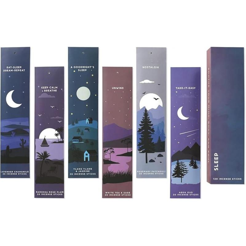 Incense Sticks, Set of 6 (120 Sticks) - Rosemary, Jasmine, Lavender, Sage, Sleep Incense Sticks, Insence Sticks Variety Pack - Insense Sticks, Natural and Non Toxic (Sleep)