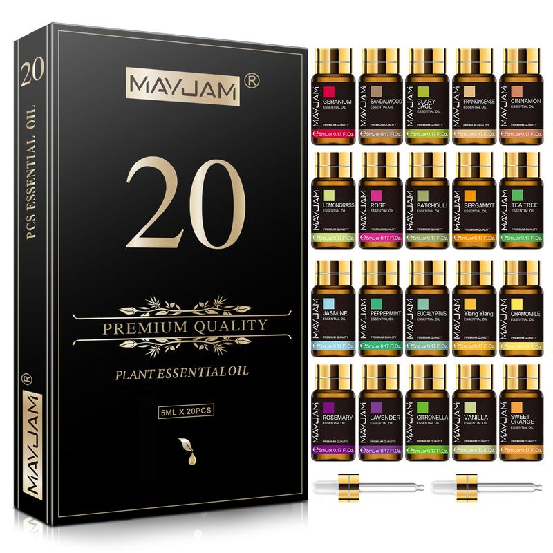 MAYJAM 20pcs Premium Essential Oils Set for Home Fragrance, Air Freshener, Scented Oils for Aroma Diffuser, Perfume, Diffuseroil, Christmas Gifts