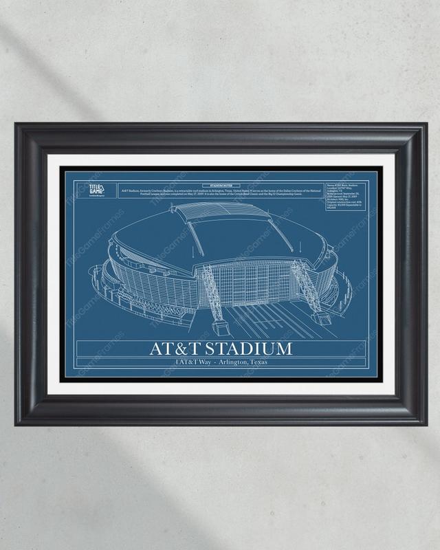 Dallas Cowboys AT&T Stadium Blueprint Football Print