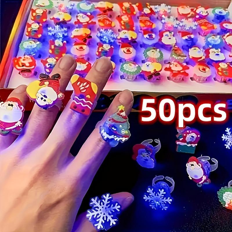 50pc Durable ABs Material LED Christmas Rings - Sparkling Party Gift Rings, Festival Party Decorations And Props