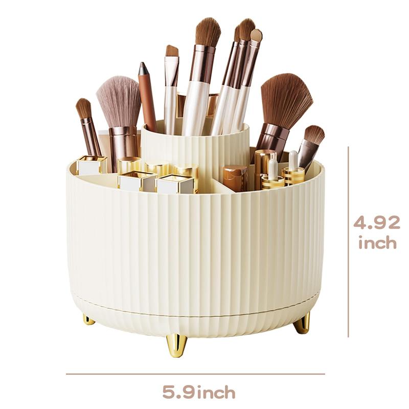 360° Rotate Makeup Brush Holder Organizer, Makeup Organizers Countertop, Makeup organization and Skincare Storage for Vanity, Desktop, Bathroom (Ivory)