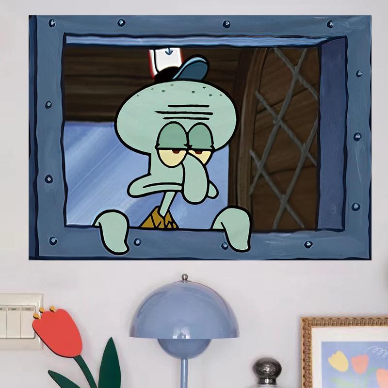 Fun Squidward cartoon tapestry hanging window design 3*5FT bedroom home decor size polyester durable color-proof Decoration