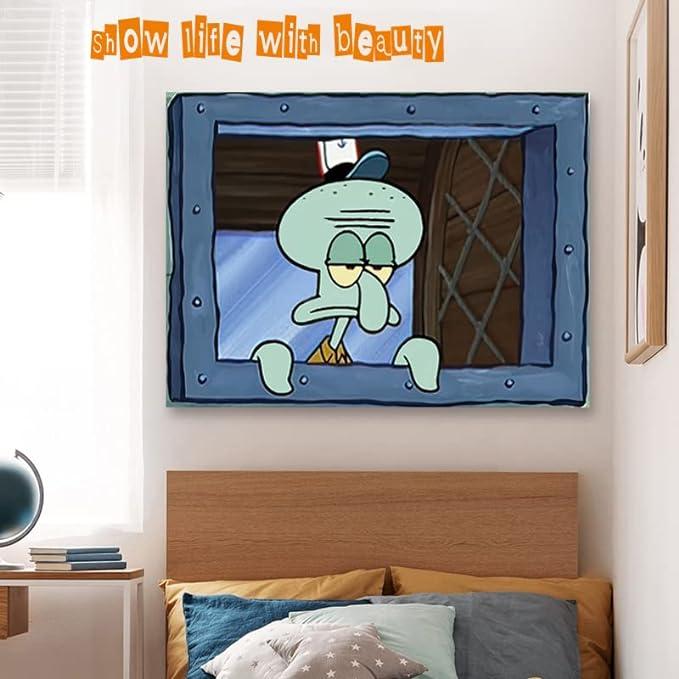 Fun Squidward cartoon tapestry hanging window design 3*5FT bedroom home decor size polyester durable color-proof Decoration