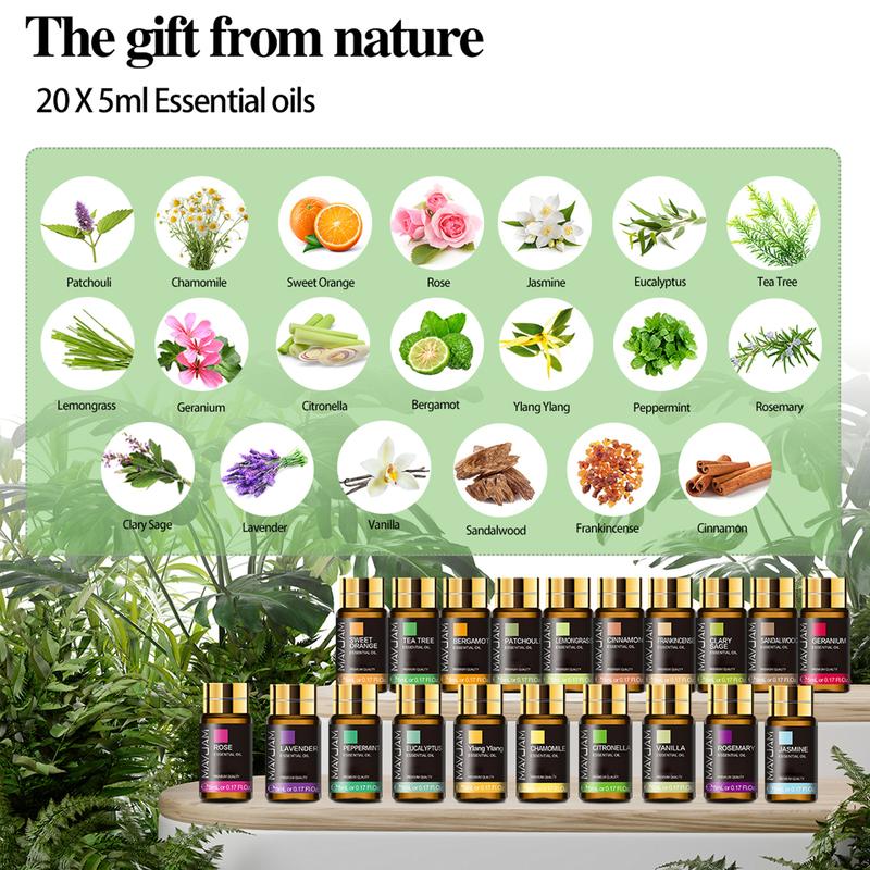 MAYJAM 20pcs Premium Essential Oils Set for Home Fragrance, Air Freshener, Scented Oils for Aroma Diffuser, Perfume, Diffuseroil, Christmas Gifts