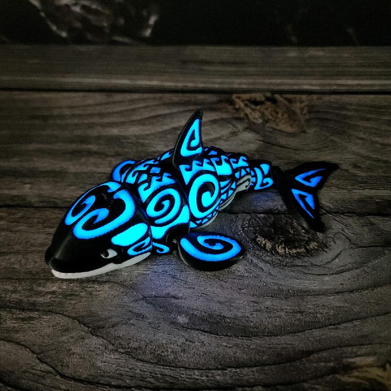 Glow in the Dark Tattooed Orca Whale Figurine