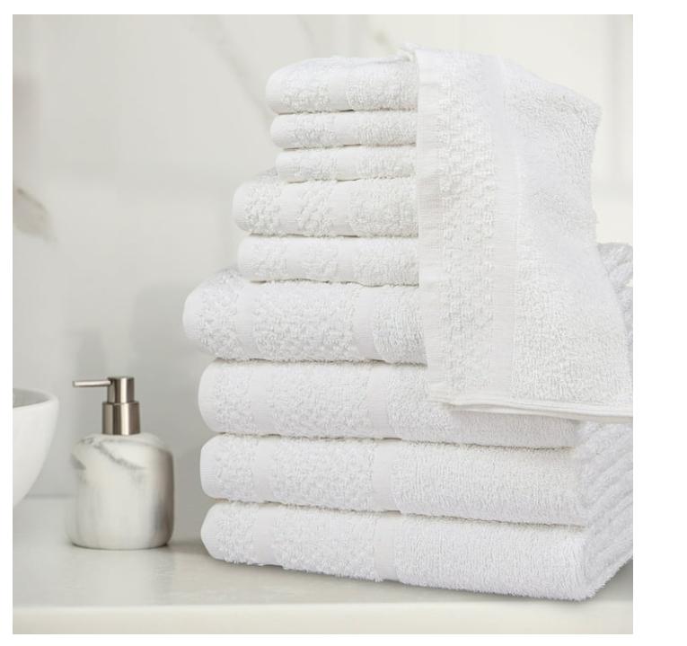 Mainstays 10 Piece Towel Set with Upgraded Softness & Durability