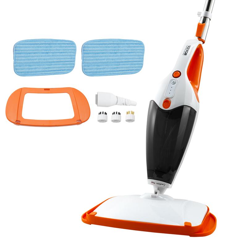 VEVOR Steam Mop, 5-in-1 Hard Wood Floor Cleaner with 4 Replaceable Brush Heads, for Various Hard Floors, Like Ceramic, Granite, Marble, Linoleum, Natural Floor Mop with 2 pcs Machine Washable Pads