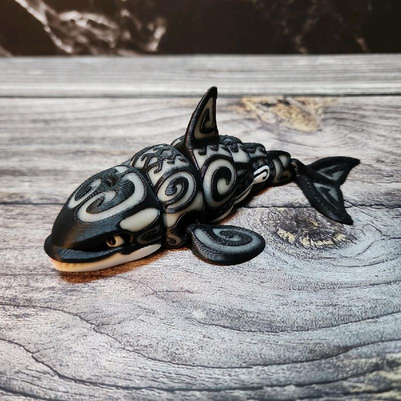 Glow in the Dark Tattooed Orca Whale Figurine