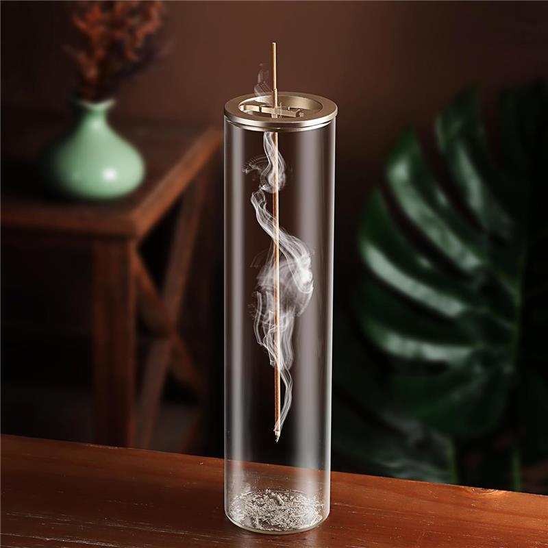 Incense Holder for Sticks [Anti-Ash Flying], Modern Insence-Stick Burner Holder with Removable Glass Ash Catcher, for Home Decor Yoga Meditation Scented Fragrance Aroma Perfume