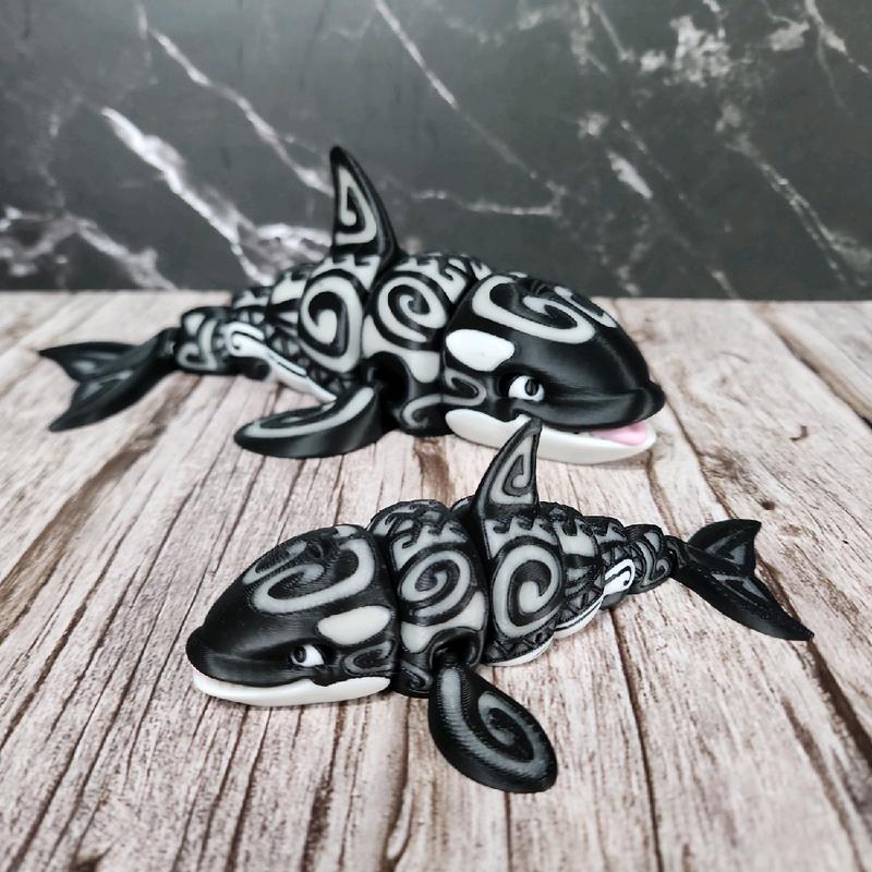 Glow in the Dark Tattooed Orca Whale Figurine