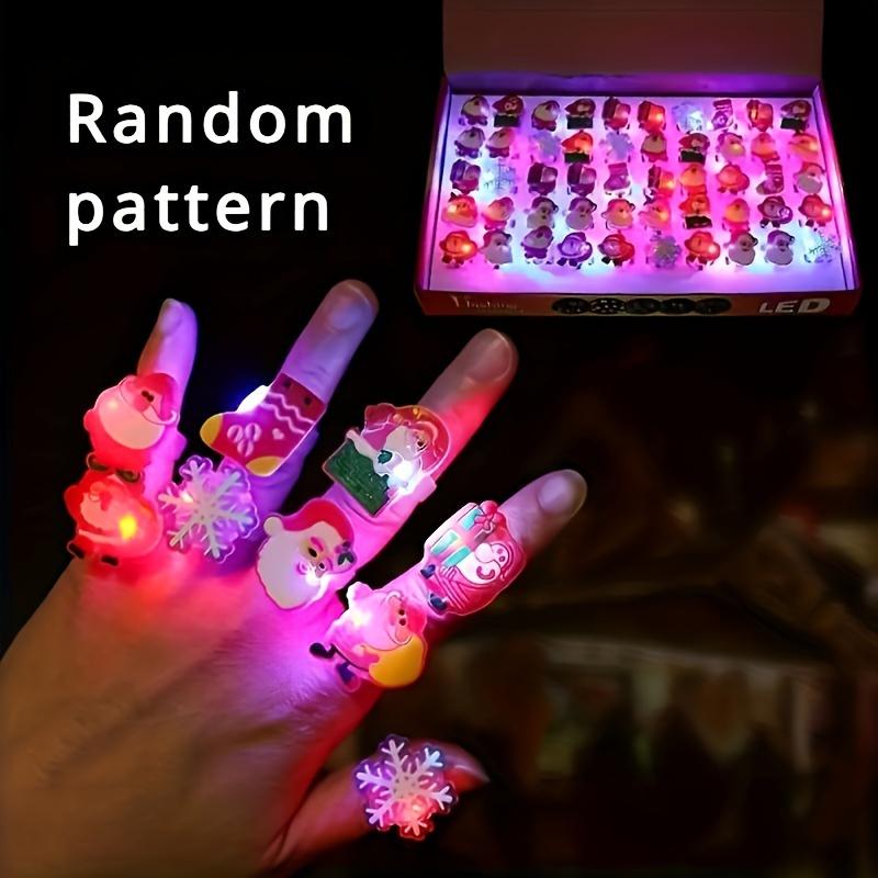 50pc Durable ABs Material LED Christmas Rings - Sparkling Party Gift Rings, Festival Party Decorations And Props