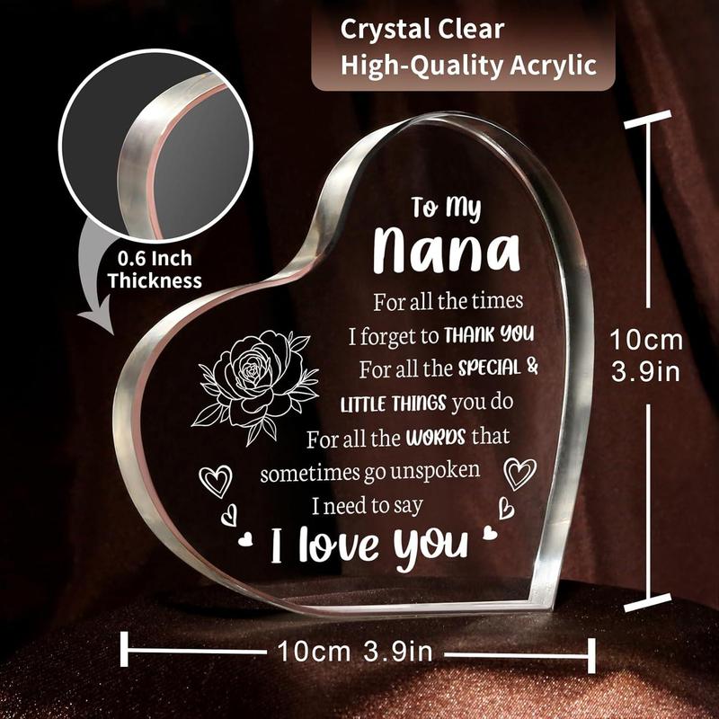 Christmas Gifts, Gifts for Nana, Nana Christmas Gifts from Grandchildern, Heart Shaped Acrylic Keepsake, Mothers Day Gifts for Nana, Birthday Valentines Day Gifts for Nana Grandma