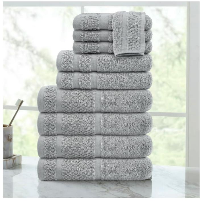 Mainstays 10 Piece Towel Set with Upgraded Softness & Durability