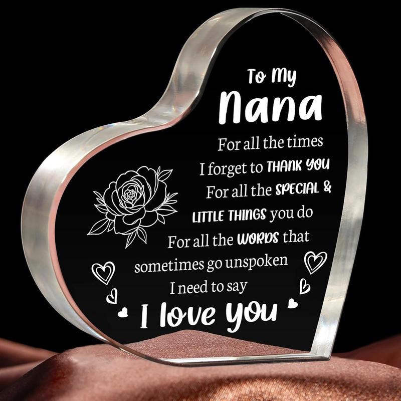 Christmas Gifts, Gifts for Nana, Nana Christmas Gifts from Grandchildern, Heart Shaped Acrylic Keepsake, Mothers Day Gifts for Nana, Birthday Valentines Day Gifts for Nana Grandma