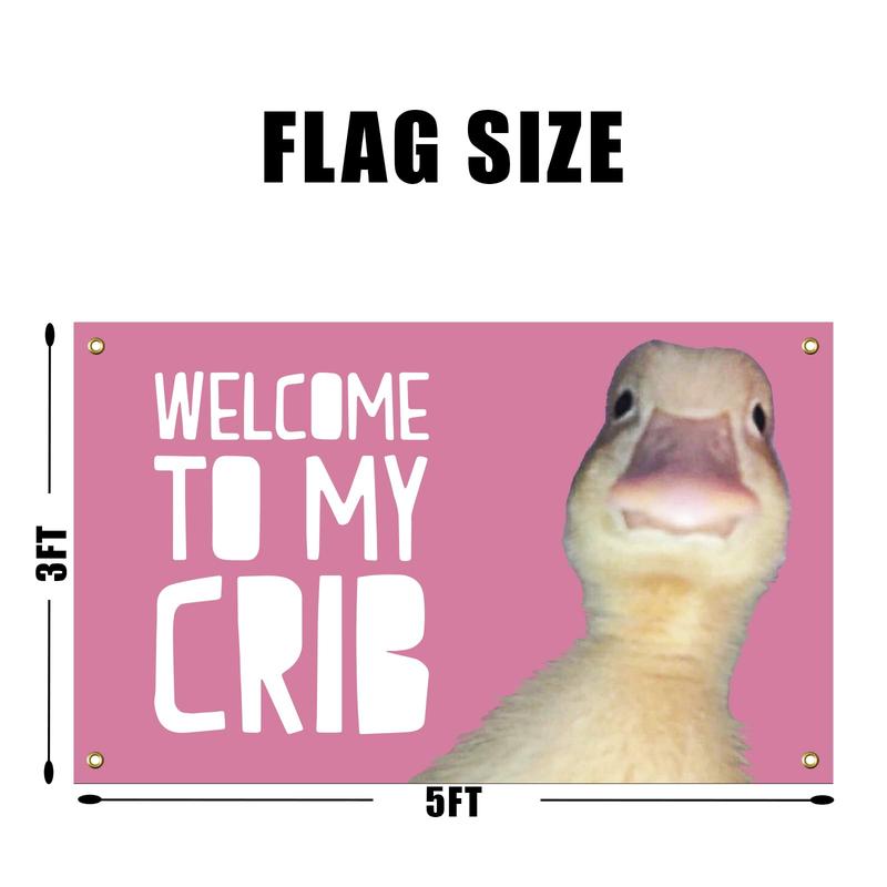 Welcome to My Crib Funny Flag 3x5Ft Wall Flag with 4 Brass Grommets for Bedroom Bar Man Cave College Dorm Room Decor, Banners, Ornaments