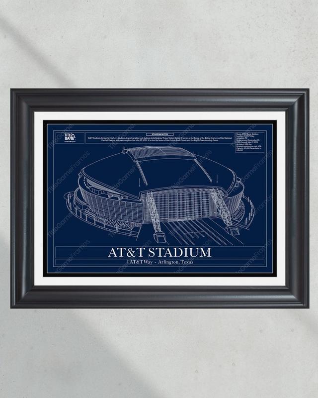 Dallas Cowboys AT&T Stadium Blueprint Football Print