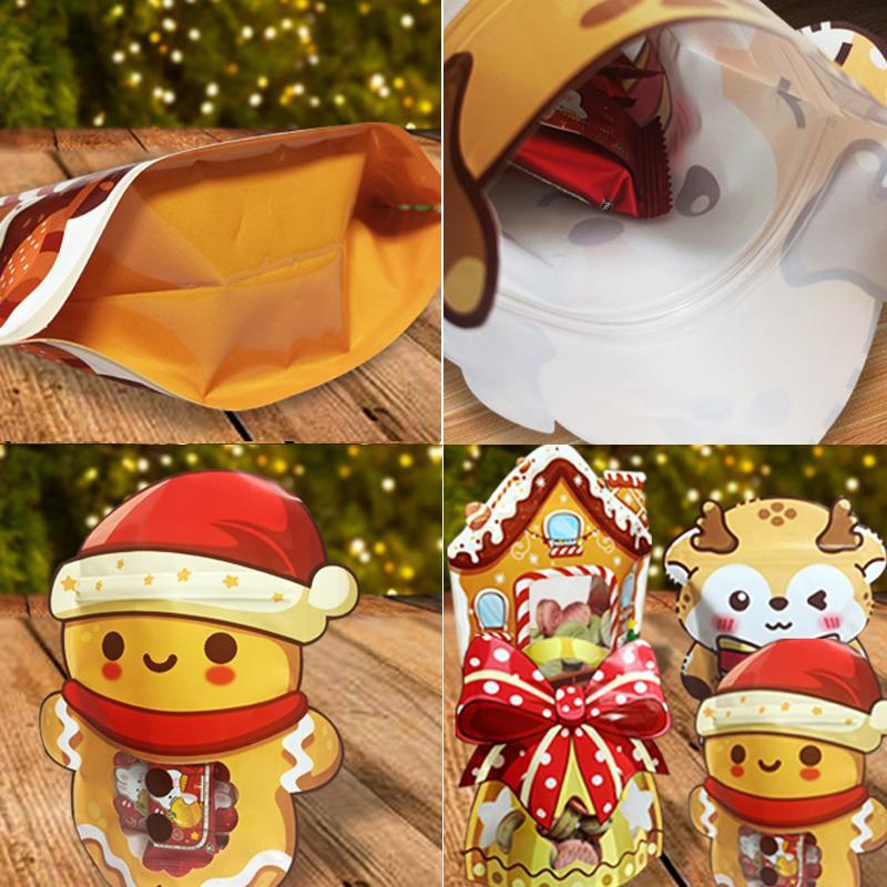 Christmas Themed Candy Bag, 10pcs set Self Sealing Candy Bag, Xmas Treat Cookie Bag for Holiday Party Favor Gift Decoration Supplies