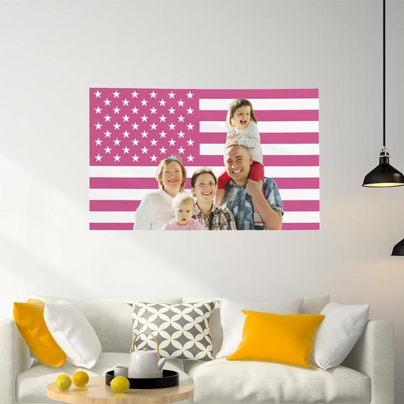 Custom pink American flag 40x60 inch personalized flag design your image Fun peach fur tapestry poster Decorate Club Concert bar College Dorm Living Room Bedroom