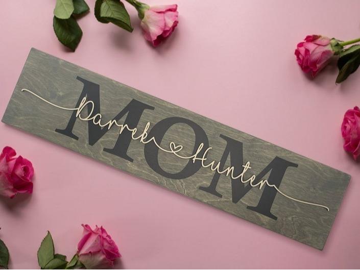 Mother's Day Gift, Mom Wood Sign, Gift for Mom, Mom Gift, Gift from Kids, Mom Gift from Kids, Mom Signs with Kids Names, Birthday Gift