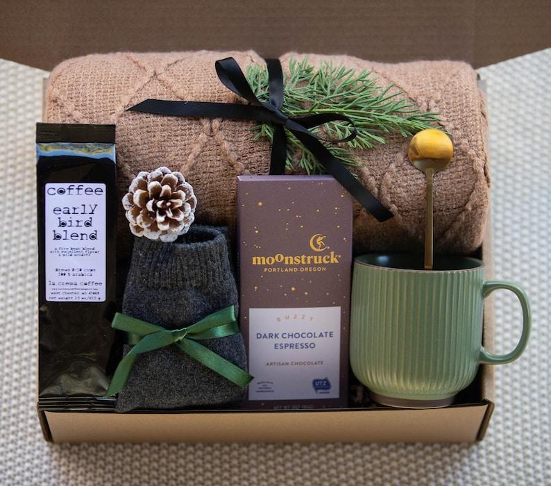 Christmas Gift Box, Gift Box for Him Coffee Lover Gift Appreciation Gift Thank you gift Cozy Gift Self Care Box For Women, Care Package for Her Gift Box For Her