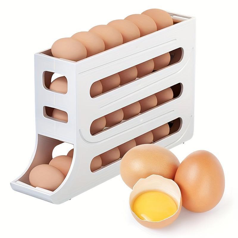 Refrigerator Egg Storage Box, Large Capacity Refrigerator Egg Holder, Automatic Egg Rolling Rack, Kitchen Storage Organizer