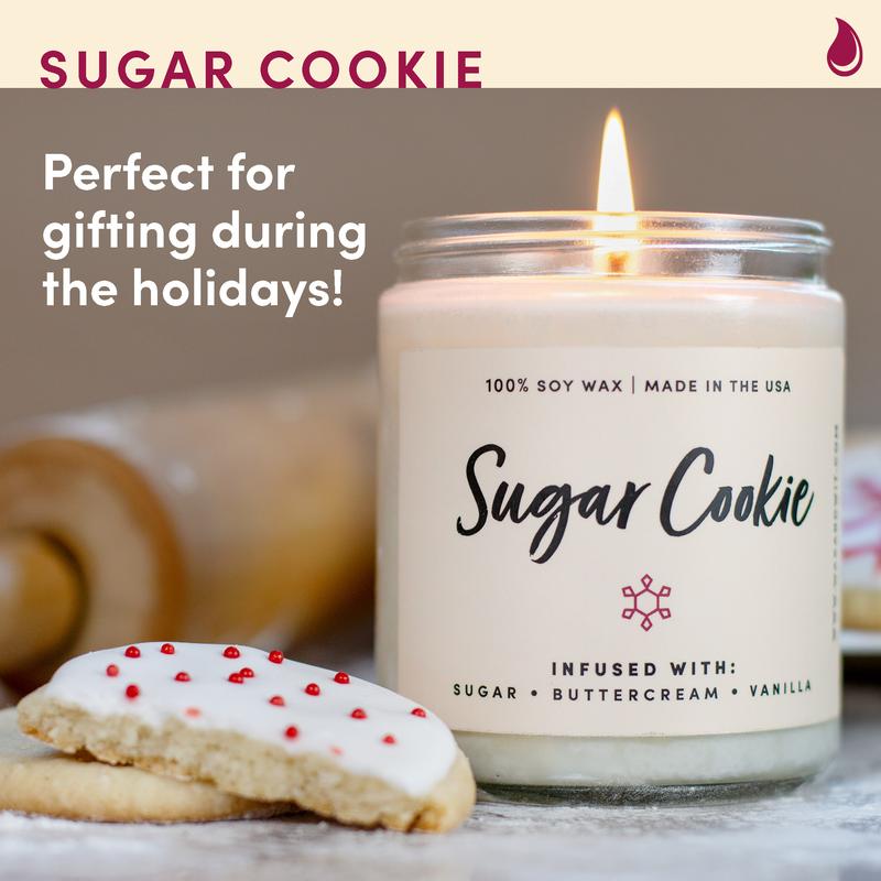 Wax & Wit Sugar Cookie Candle, Holiday Candles, Scented Candles for Home, Holiday Decor - 9oz Freshener Ornaments Decoration Aroma Perfume