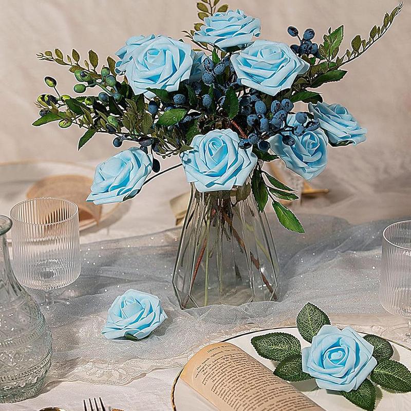 Christmas Artificial Rose Bouquet, 25pcs set Faux Rose Flower Bouquet with Stem, Decorative Flowers for Home Party Wedding, Home Decor Supplies