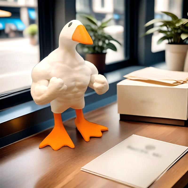 Muscle Duck Design Ornament, 1 Count Creative Animal Shaped Decoration, Desktop Decoration for Home Office, Funny Gift Option