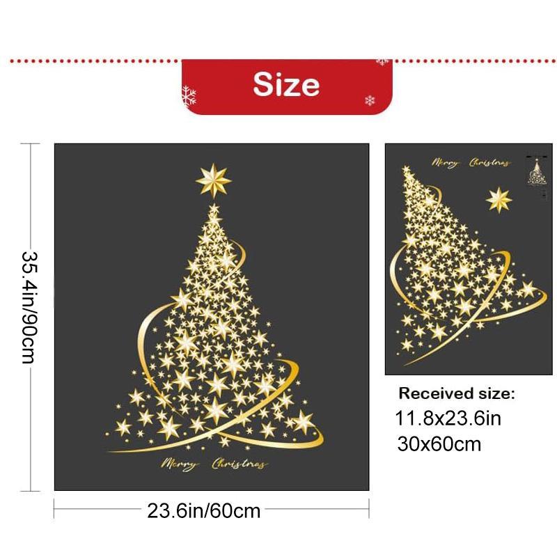 Christmas Tree Pattern Window Sticker, 2 Sheets set DIY Static Cling Window Decal, Holiday Decoration for Home School Office