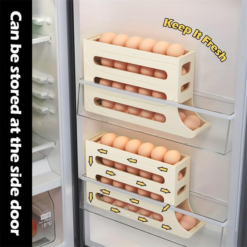 Refrigerator Egg Storage Box, Large Capacity Refrigerator Egg Holder, Automatic Egg Rolling Rack, Kitchen Storage Organizer