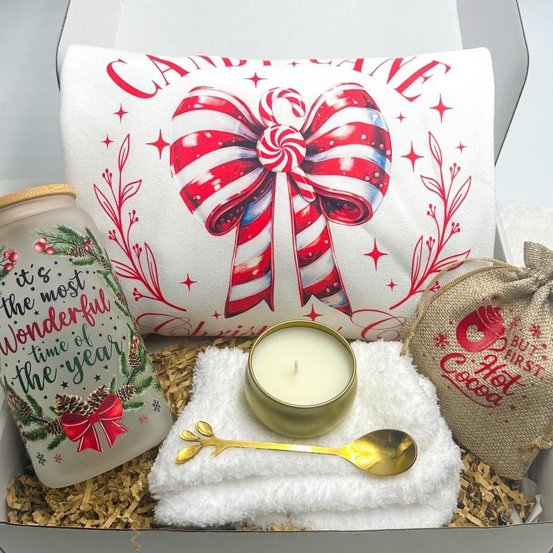 Christmas Gift Box Holiday Present Christmas Care Package Holiday Sweater Candy Cane Christmas Decor Holiday Sweatshirt Christmas Cup Hot Cocoa Santa Claus Sweatshirt Christmas Gift Best Friend Gift Box Sister Present Girlfriend Gift Box