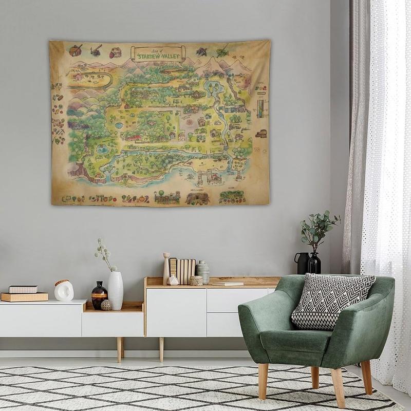 Stardew Valley Game Map Video Gaming Posters Tapestry Prints Room Aesthetic Wall Art Bedroom Tapestries Walls Bedroom Home Decor