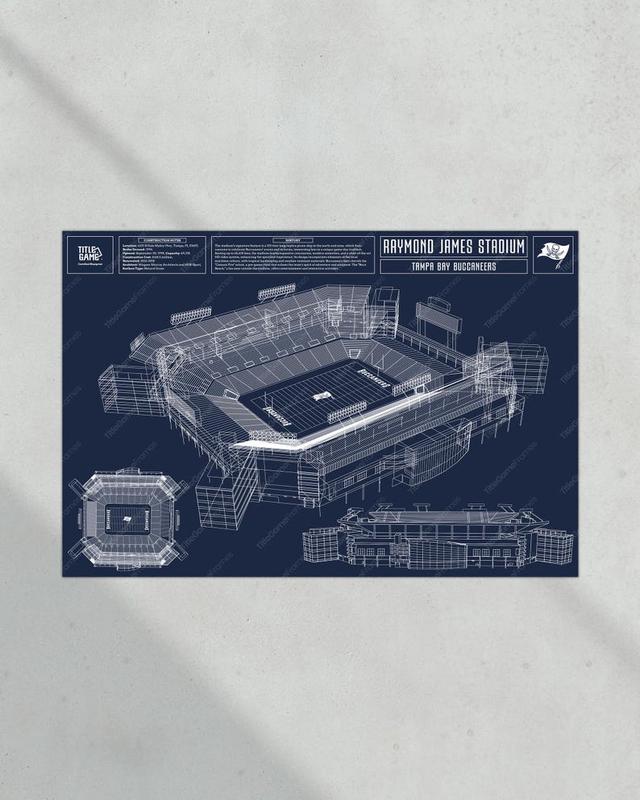 Tampa Bay Buccaneers Raymond James Field Stadium Blueprint Football Print