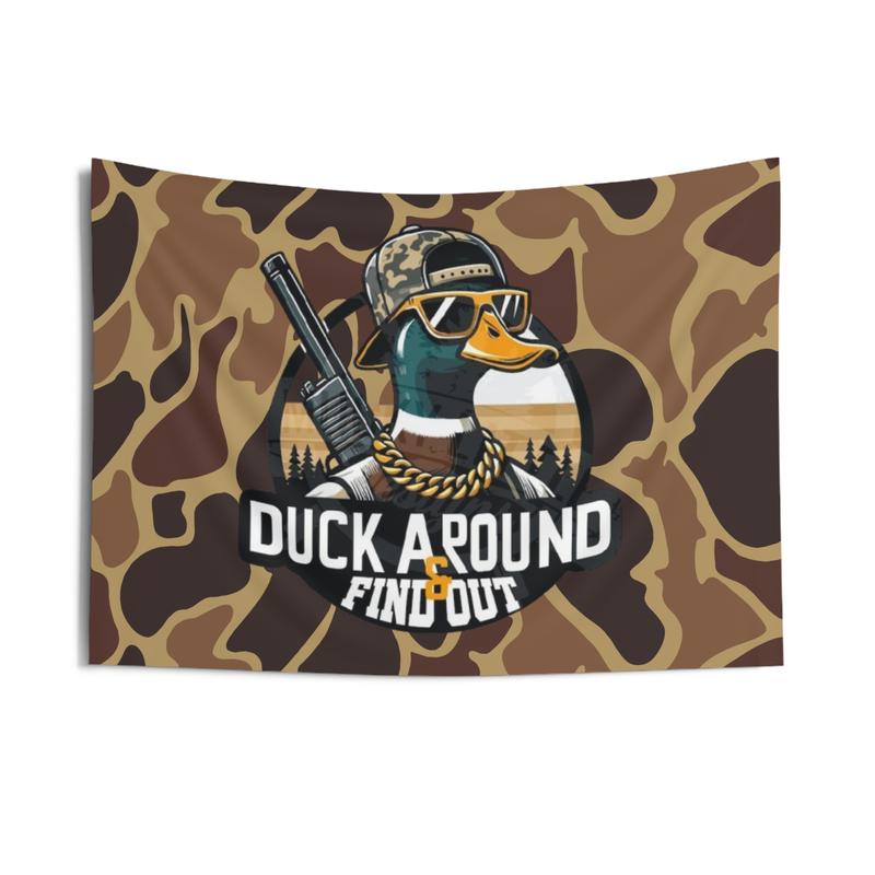 Camouflage Duck Around And Find Out Funny Tapestry Poster For Decorate Clubs Concerts Bars University Dormitories Living Rooms Bedrooms