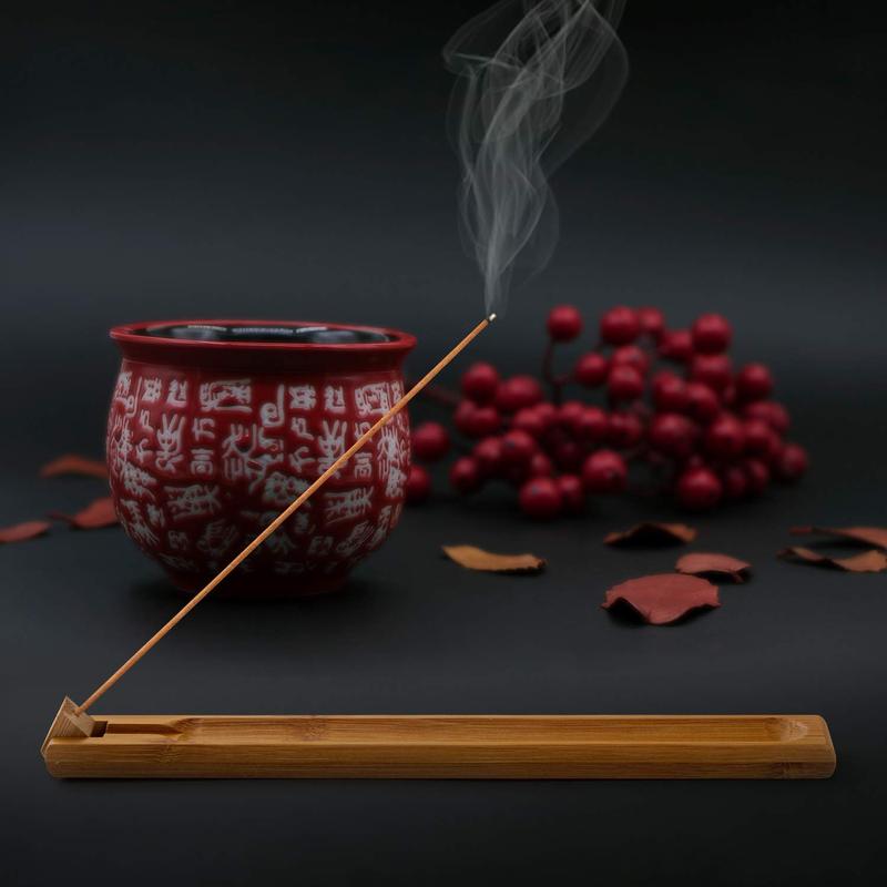 Bamboo Wood Incense Holder for Sticks with Adjustable Angle, Incense Burner with Ash Catcher, 9.8 Inches Light Nature Room Perfume Aroma Fragrance Freshener Scented Scent