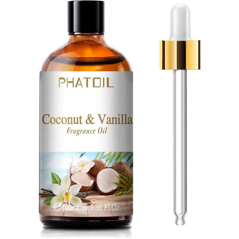 3.38FL.OZ Coconut & Vanilla Fragrance Oils for Aromatherapy, Essential Oils for Diffusers for Home, Perfect for Diffuser, Yoga, DIY Candle and Soap Making - 100ml