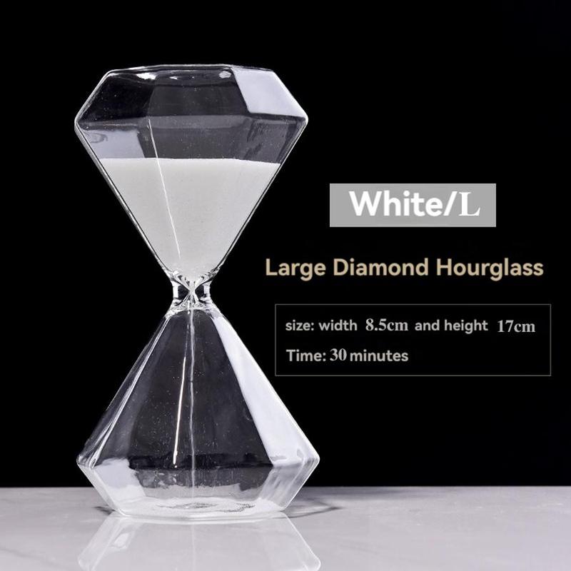 Diamond Glass Hourglass, 1 Count 5 15 30 Minutes Desktop Decoration Ornament, Creative Home Decor for Living Room Bedroom Office