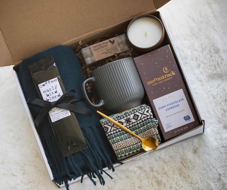 Christmas Gift Box, Gift Box for Him Coffee Lover Gift Appreciation Gift Thank you gift Cozy Gift Self Care Box For Women, Care Package for Her Gift Box For Her