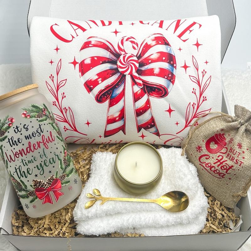 Christmas Gift Box Holiday Present Christmas Care Package Holiday Sweater Candy Cane Christmas Decor Holiday Sweatshirt Christmas Cup Hot Cocoa Santa Claus Sweatshirt Christmas Gift Best Friend Gift Box Sister Present Girlfriend Gift Box