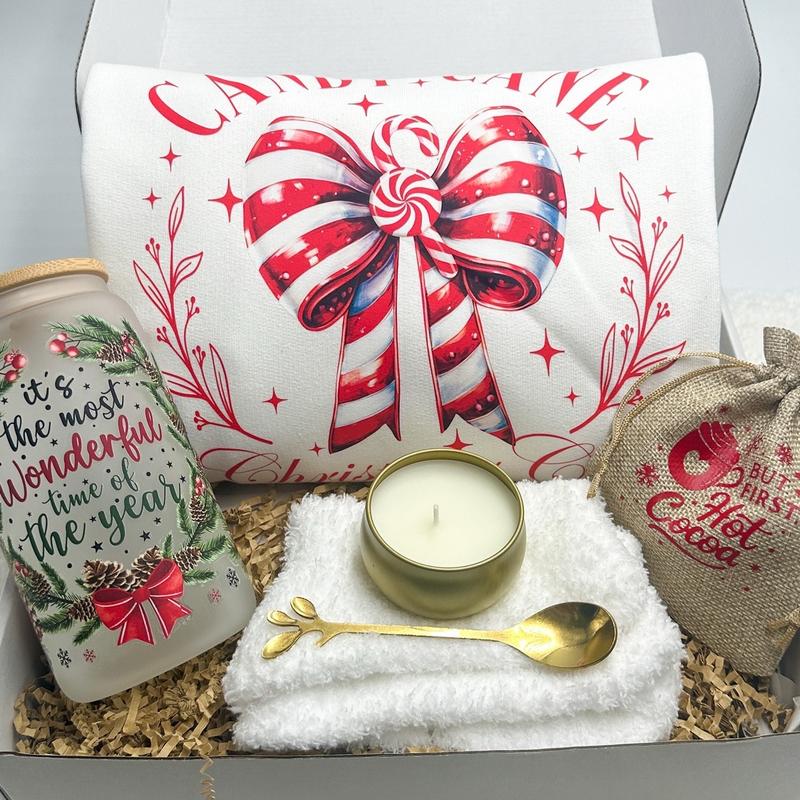 Christmas Gift Box Holiday Present Christmas Care Package Holiday Sweater Candy Cane Christmas Decor Holiday Sweatshirt Christmas Cup Hot Cocoa Santa Claus Sweatshirt Christmas Gift Best Friend Gift Box Sister Present Girlfriend Gift Box