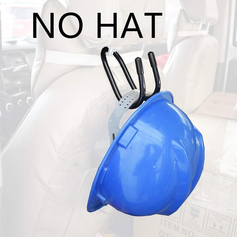 Flexible Over The Seat Hard Hat Rack Holder Back Seat Hanger Headrest Hanger Headrest Hook (Black X 2 Pack)