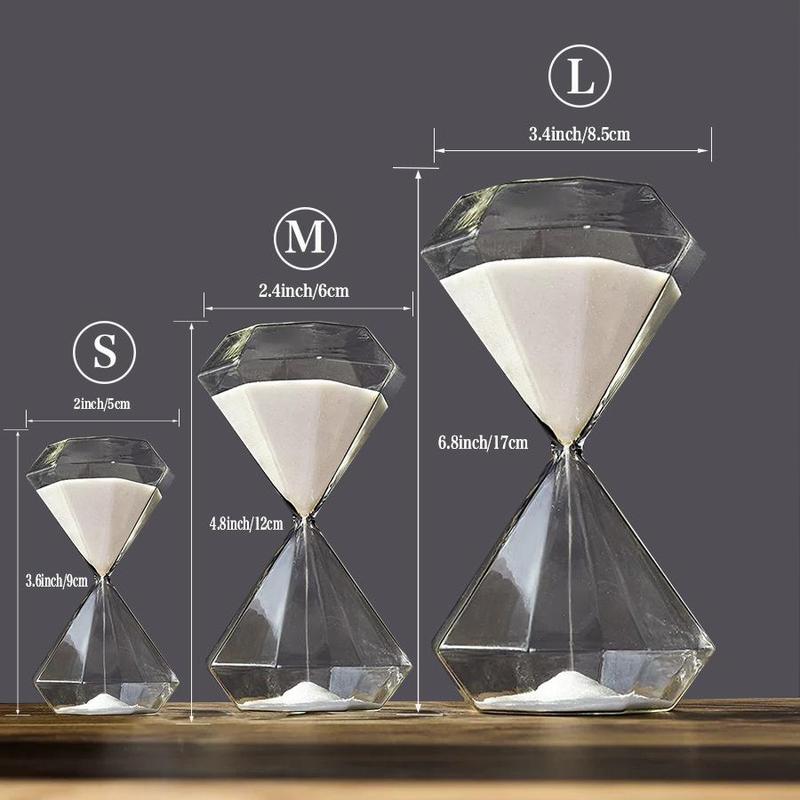 Diamond Glass Hourglass, 1 Count 5 15 30 Minutes Desktop Decoration Ornament, Creative Home Decor for Living Room Bedroom Office