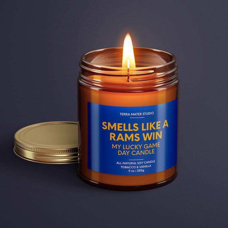 SFS - Smells Like A Rams Win | Rams Lucky Game Day Candle | Soy Candle | Sports Fan Gift | Rams Gift | Rams Unique Gift