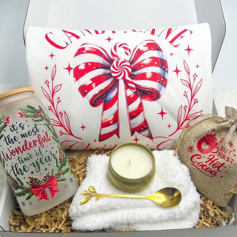 Christmas Gift Box Holiday Present Christmas Care Package Holiday Sweater Candy Cane Christmas Decor Holiday Sweatshirt Christmas Cup Hot Cocoa Santa Claus Sweatshirt Christmas Gift Best Friend Gift Box Sister Present Girlfriend Gift Box