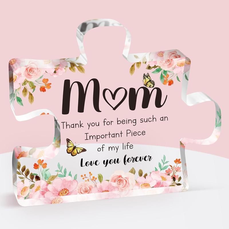 Gifts for Mom - Delicate Mom Birthday Gifts from Daughter Son - Engraved Acrylic Block Puzzle  3.9 x 3.3 inch - Mothers Day Birthday Christmas Gifts for Mom, Ideas