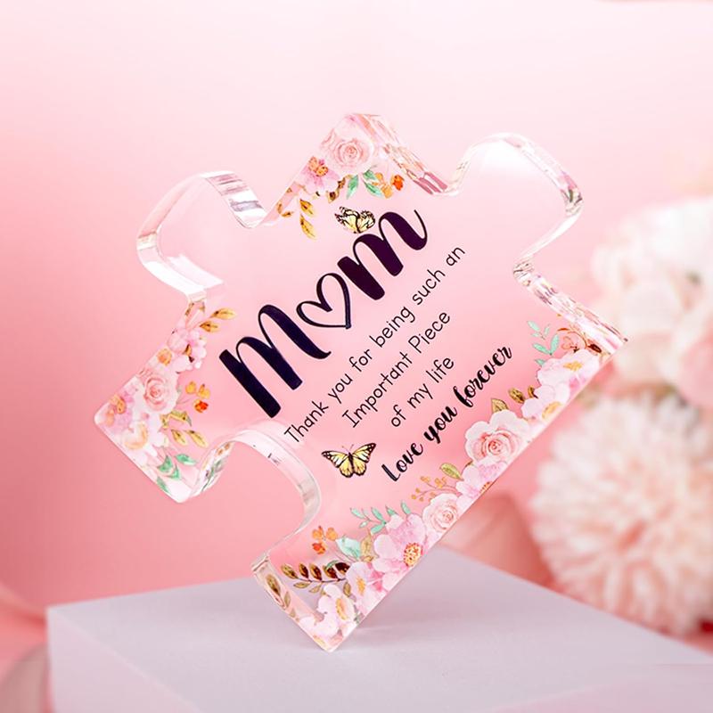 Gifts for Mom - Delicate Mom Birthday Gifts from Daughter Son - Engraved Acrylic Block Puzzle  3.9 x 3.3 inch - Mothers Day Birthday Christmas Gifts for Mom, Ideas