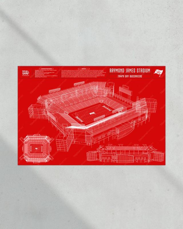 Tampa Bay Buccaneers Raymond James Field Stadium Blueprint Football Print