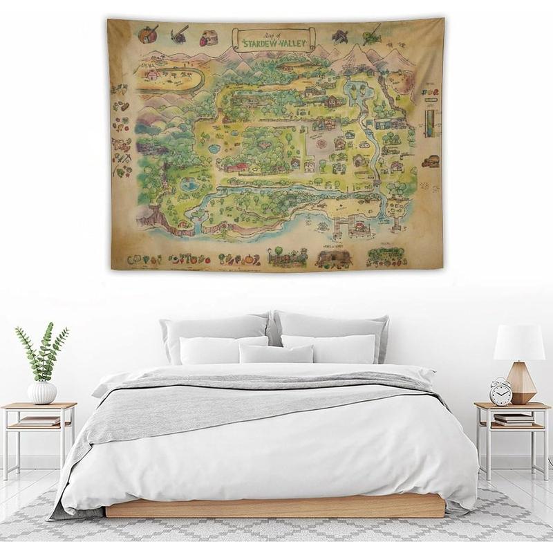 Stardew Valley Game Map Video Gaming Posters Tapestry Prints Room Aesthetic Wall Art Bedroom Tapestries Walls Bedroom Home Decor