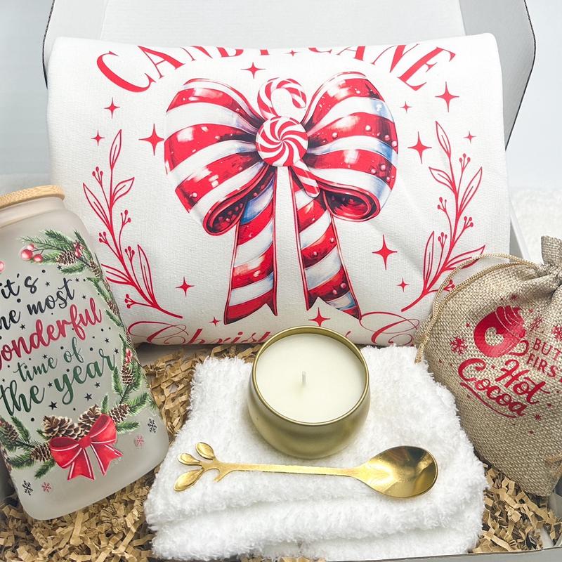 Christmas Gift Box Holiday Present Christmas Care Package Holiday Sweater Candy Cane Christmas Decor Holiday Sweatshirt Christmas Cup Hot Cocoa Santa Claus Sweatshirt Christmas Gift Best Friend Gift Box Sister Present Girlfriend Gift Box